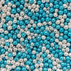 Suikerparels metallic zilver/blauw 4mm 75g